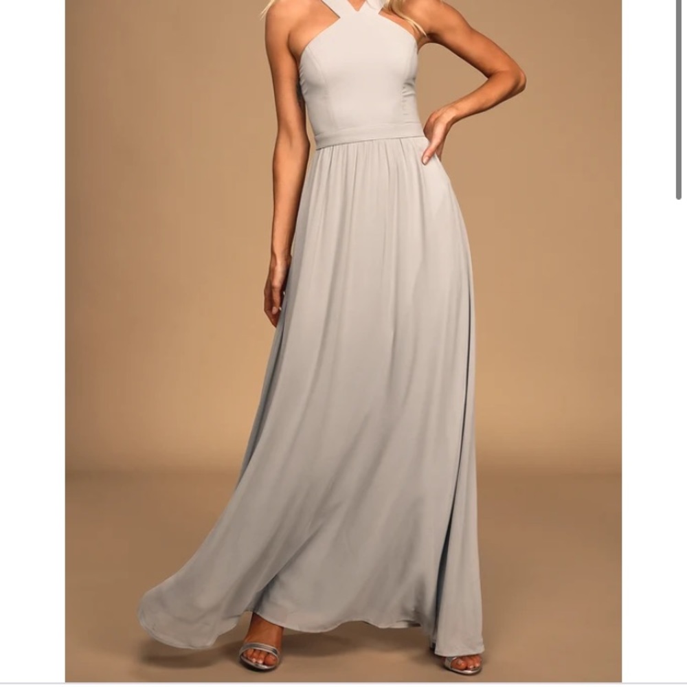 Lulus Air of Romance Grey Maxi Dress
